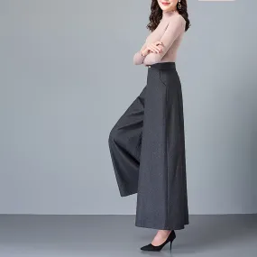 Custom Wool Blend High Rise Cropped Wide Leg Pants