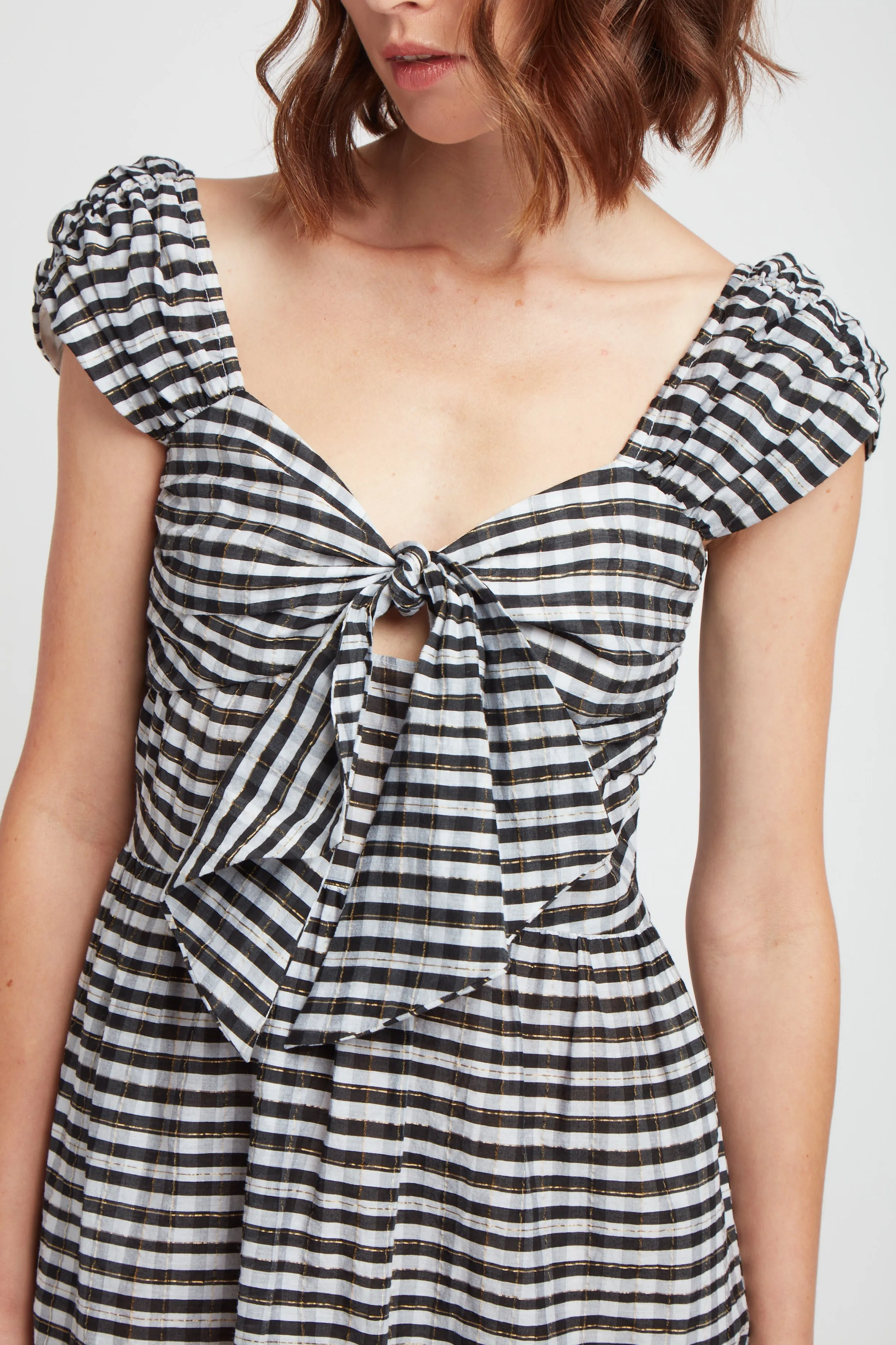 Dani Cotton Silk Dress - Black White Gingham