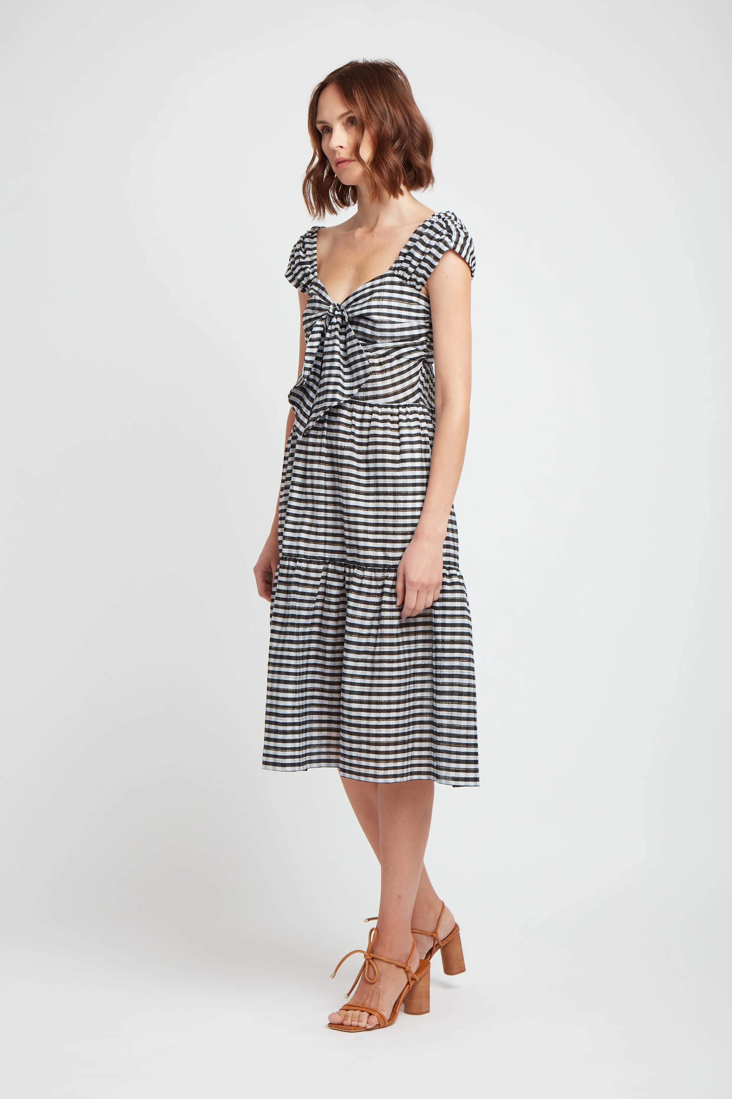 Dani Cotton Silk Dress - Black White Gingham