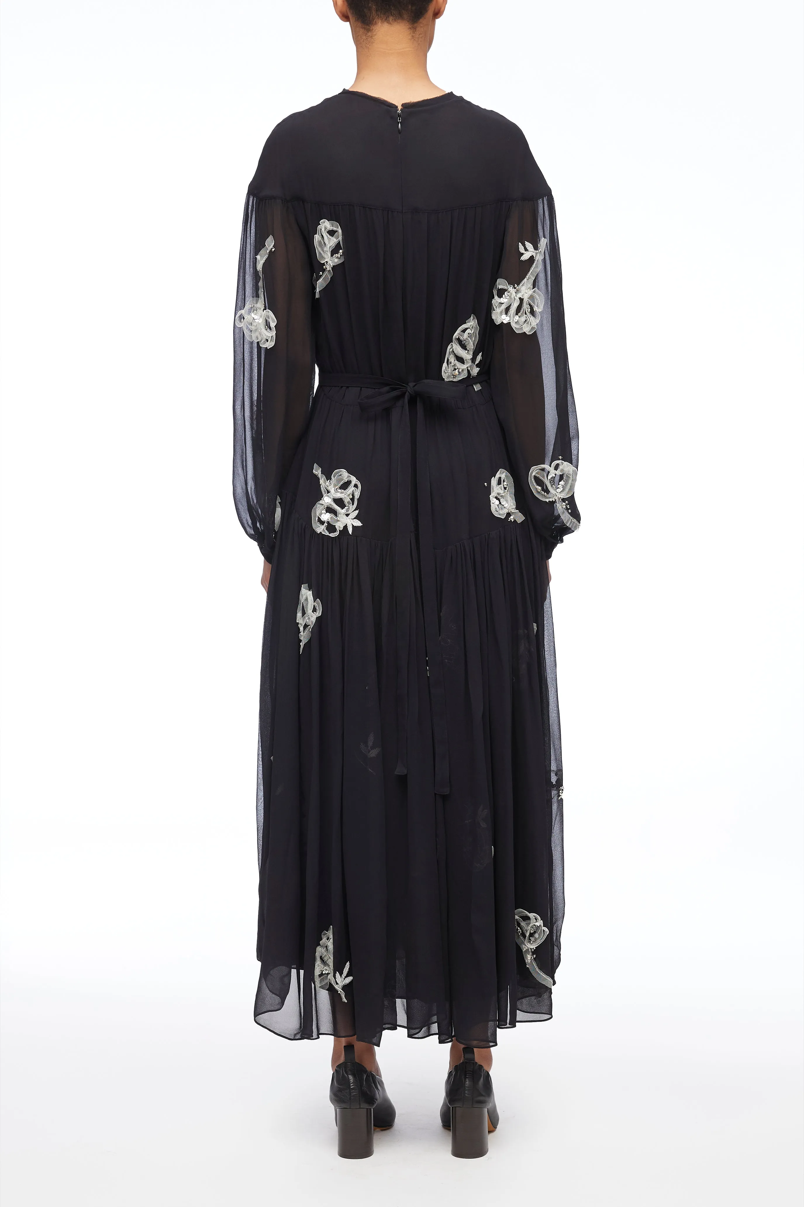 Deconstructed Floral Chiffon Long Dress