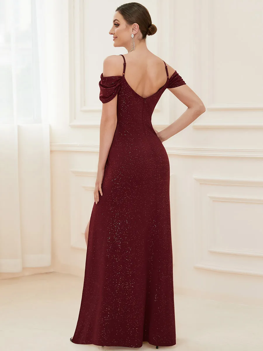 Deep V Neck Wholesale Long Evening Dresses with Split