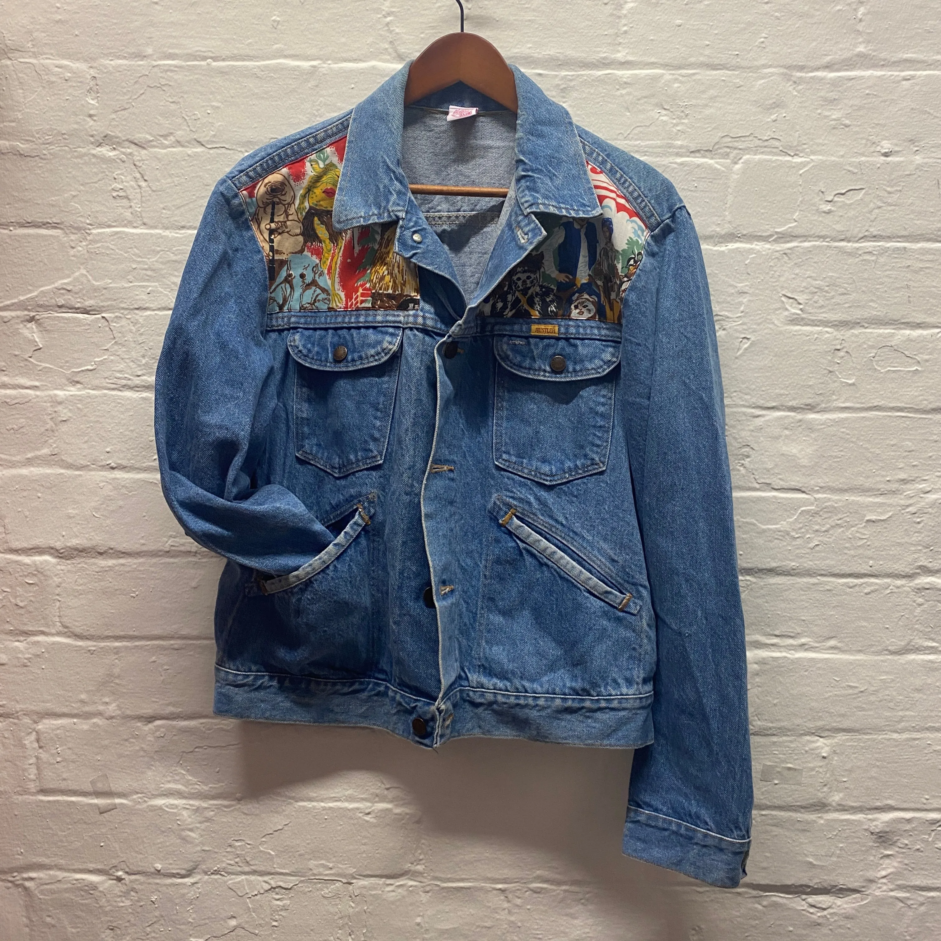 Denim Jacket made with Reworked Duvet Cover.