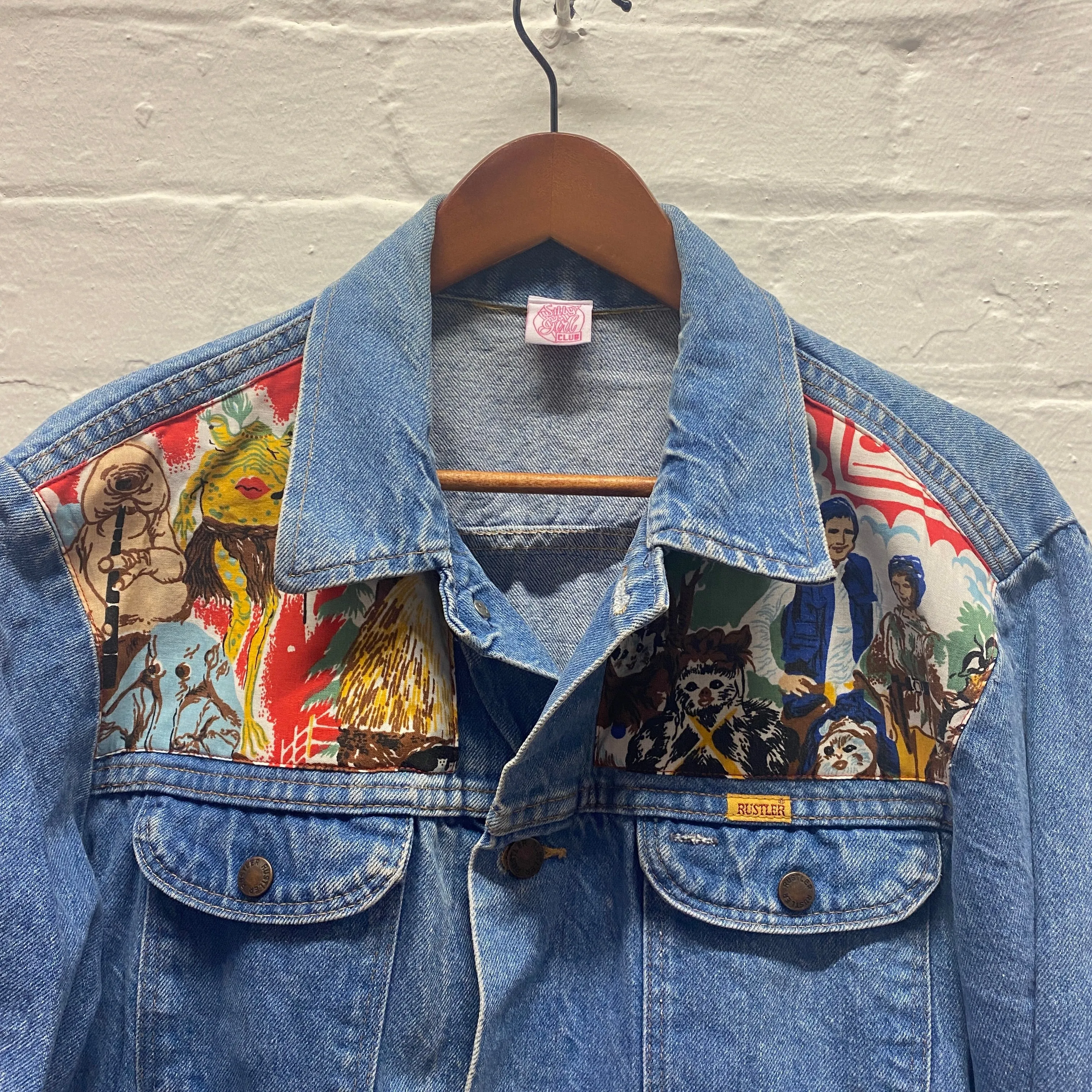 Denim Jacket made with Reworked Duvet Cover.