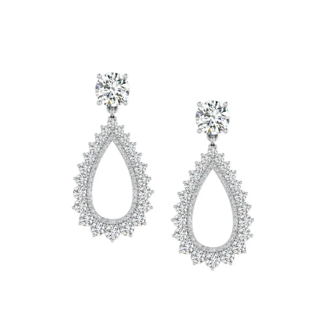 Diamond Open Teardrop Cluster Earring Jackets