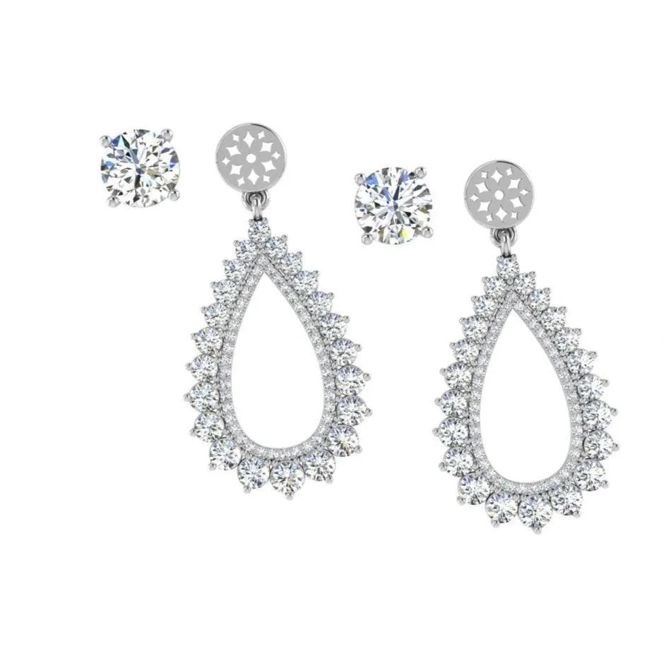 Diamond Open Teardrop Cluster Earring Jackets