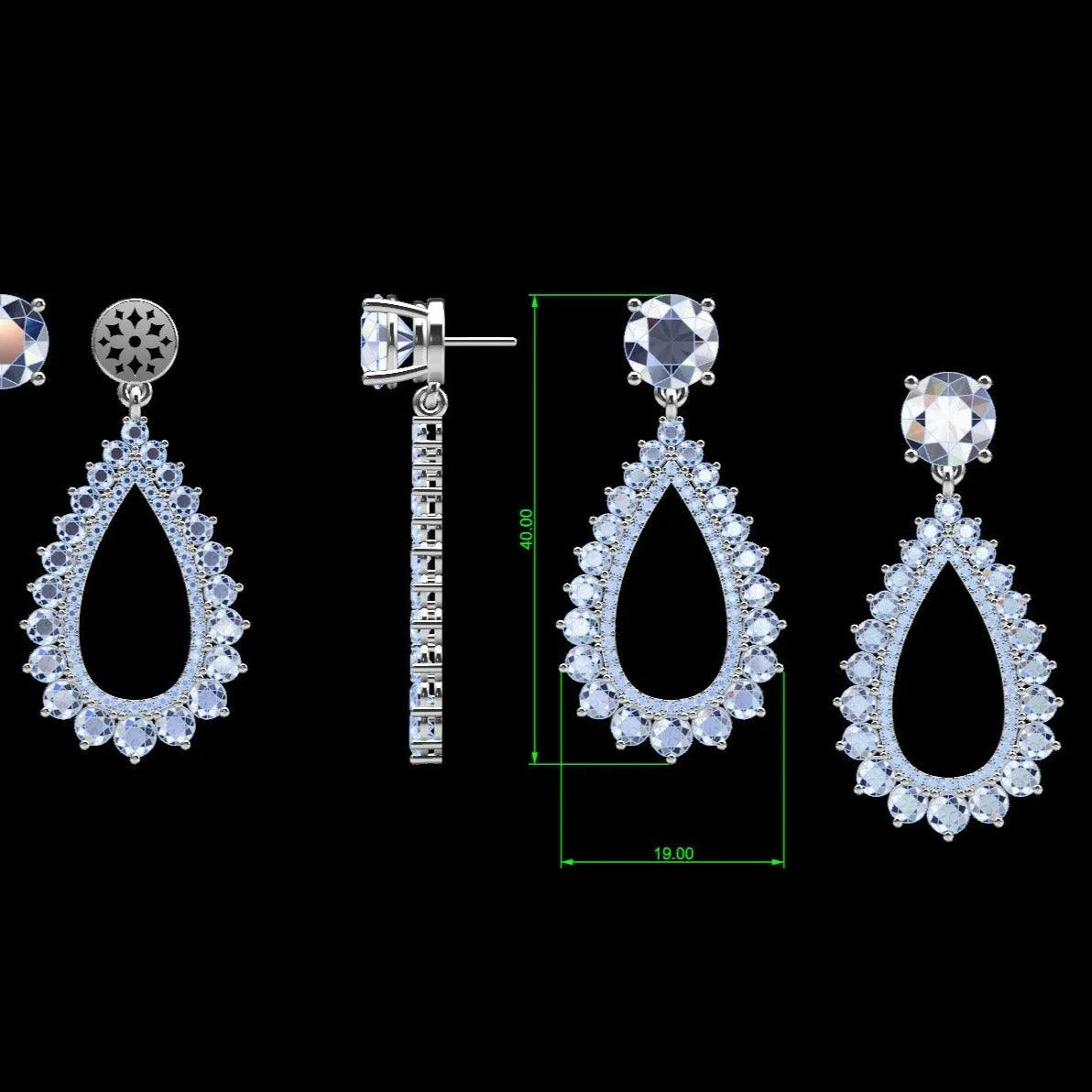 Diamond Open Teardrop Cluster Earring Jackets