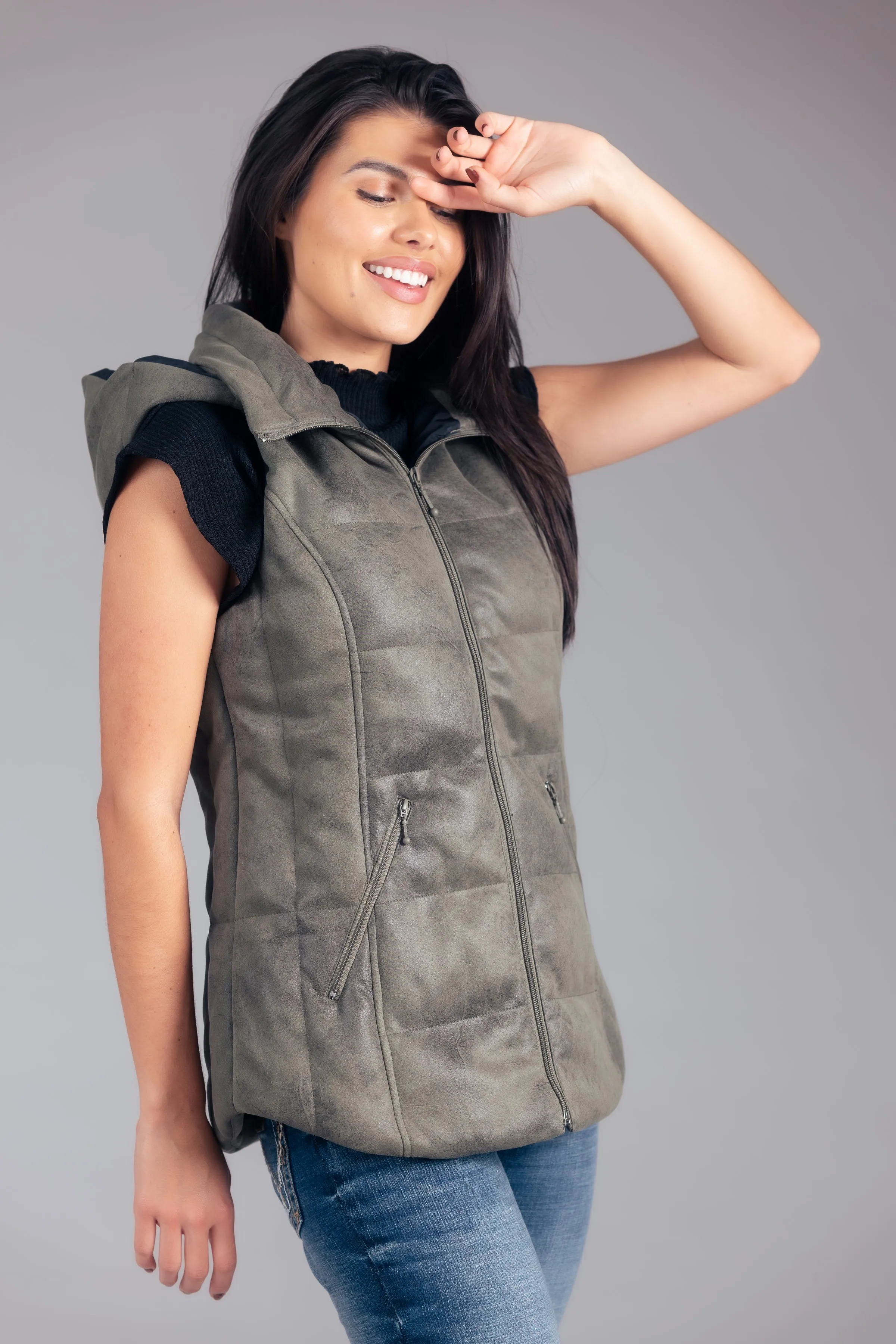 Distressed Faux Suede Vest