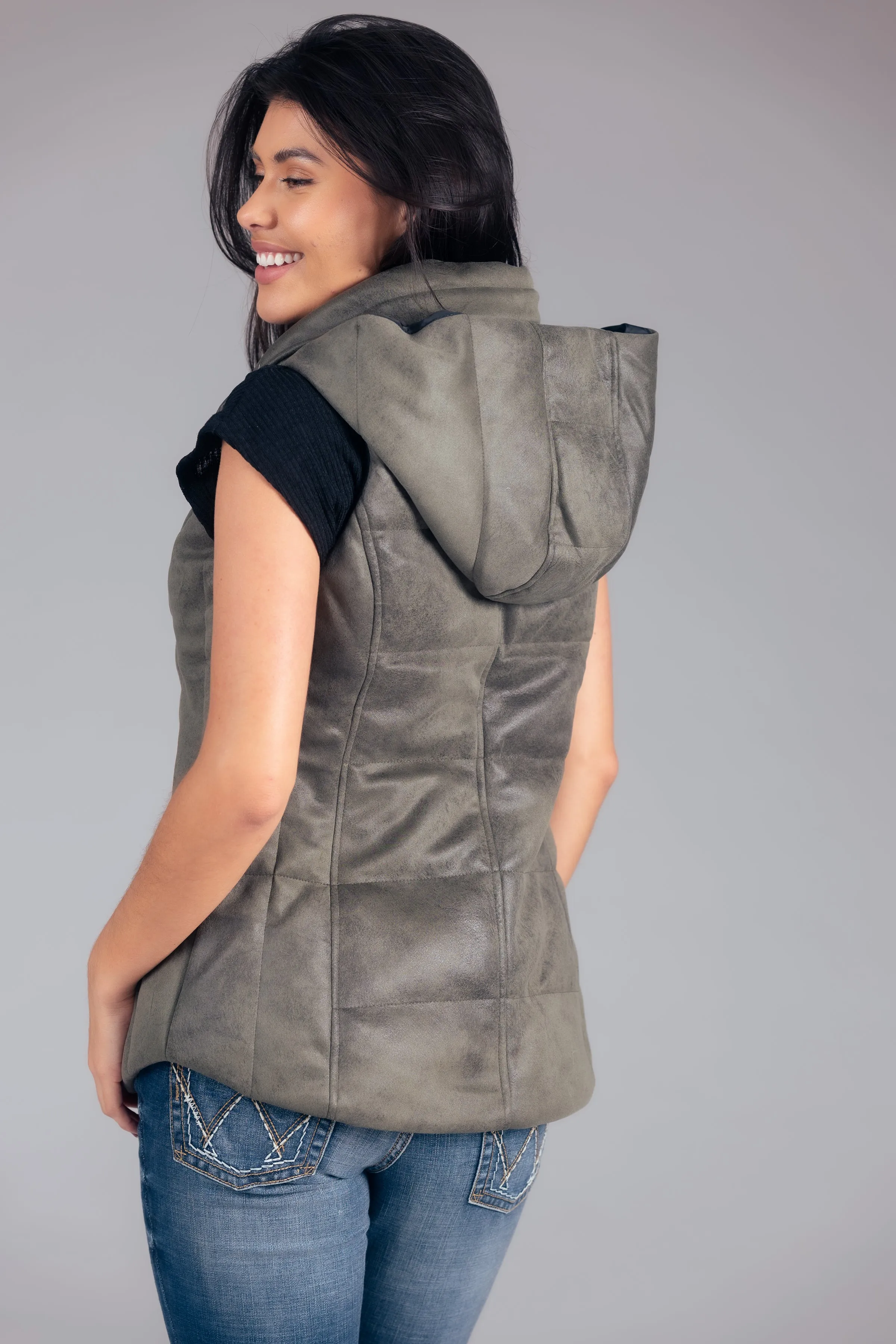 Distressed Faux Suede Vest