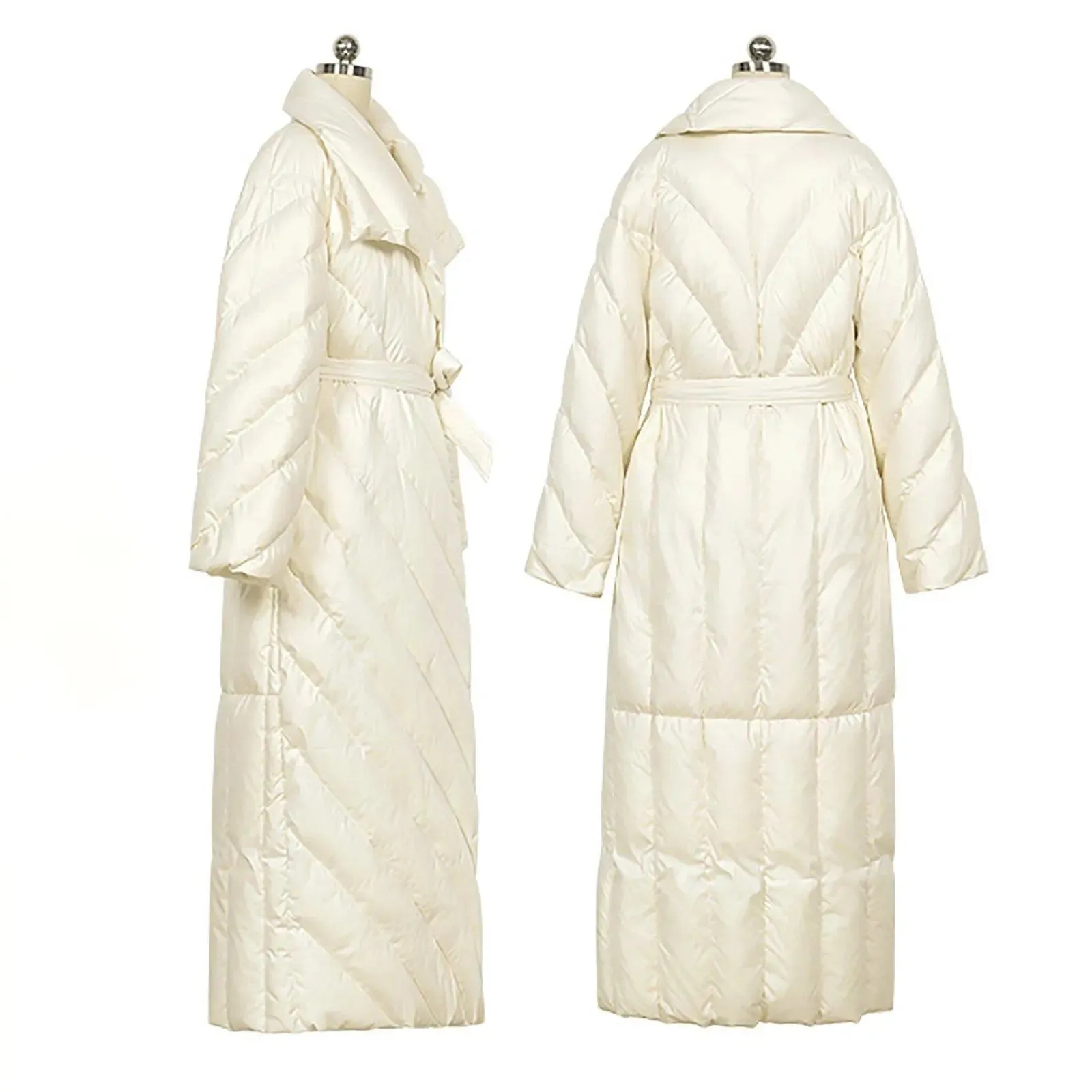 Down Puffer Maxi Belted Wrap Coat