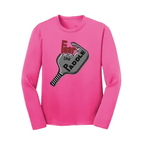 Fear The Pickleball Paddle | Youth Long Sleeve Athletic Shirt | 100% Polyester