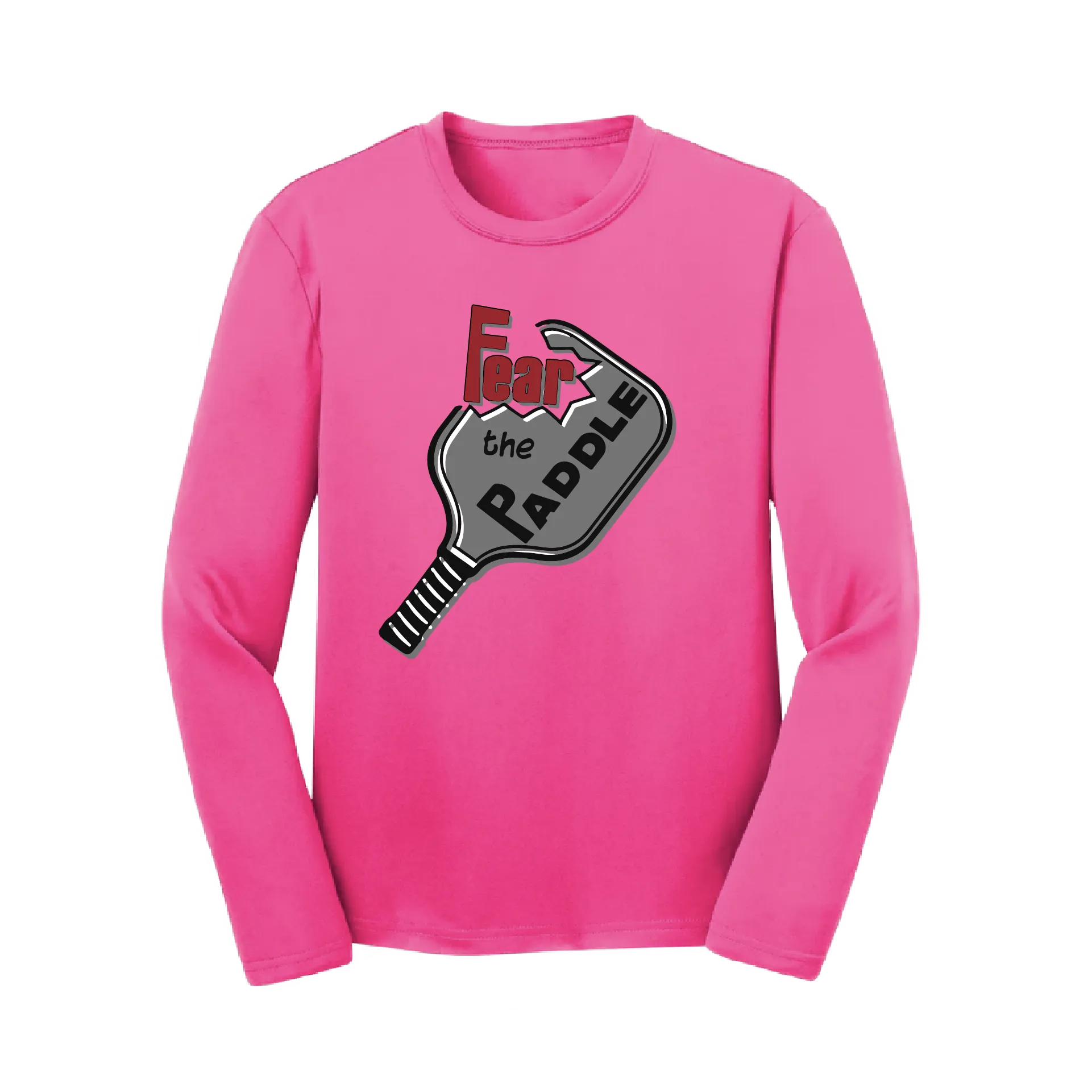 Fear The Pickleball Paddle | Youth Long Sleeve Athletic Shirt | 100% Polyester