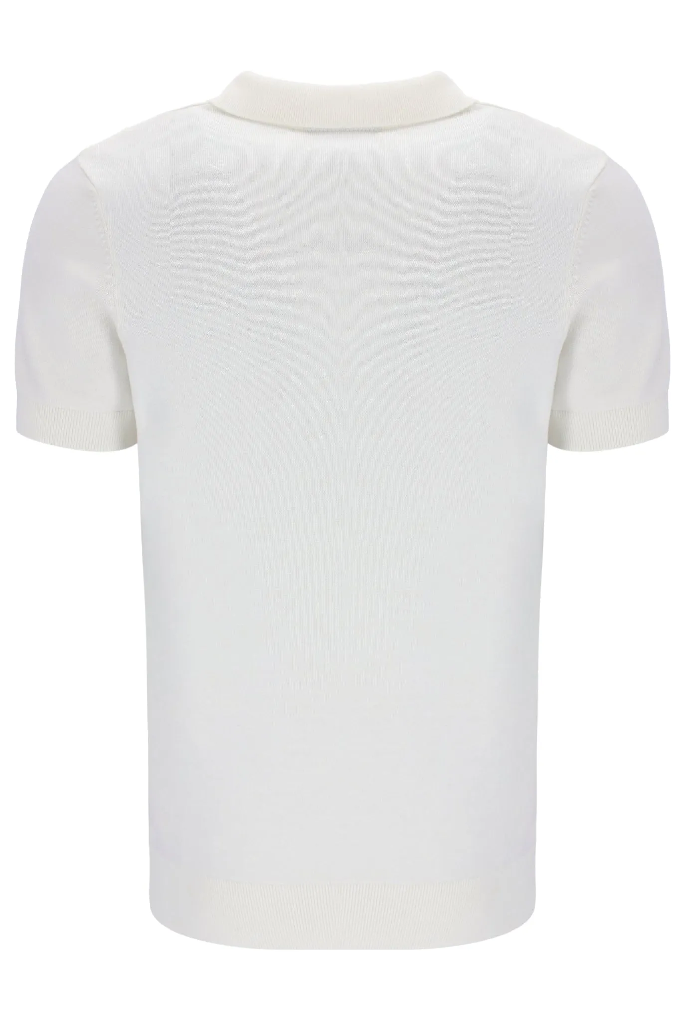 Fila Vintage Men's Lucian Square Knit Polo Shirt Blanc White