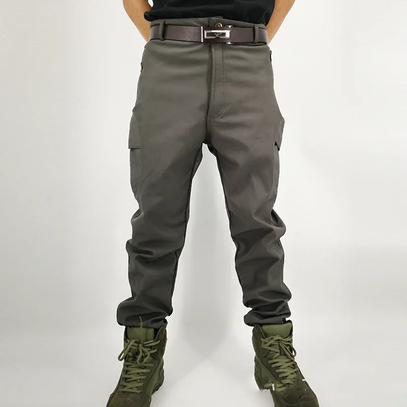 Fleece Soft Shell Wear-resistant Plus Velvet Outdoor Men Pants