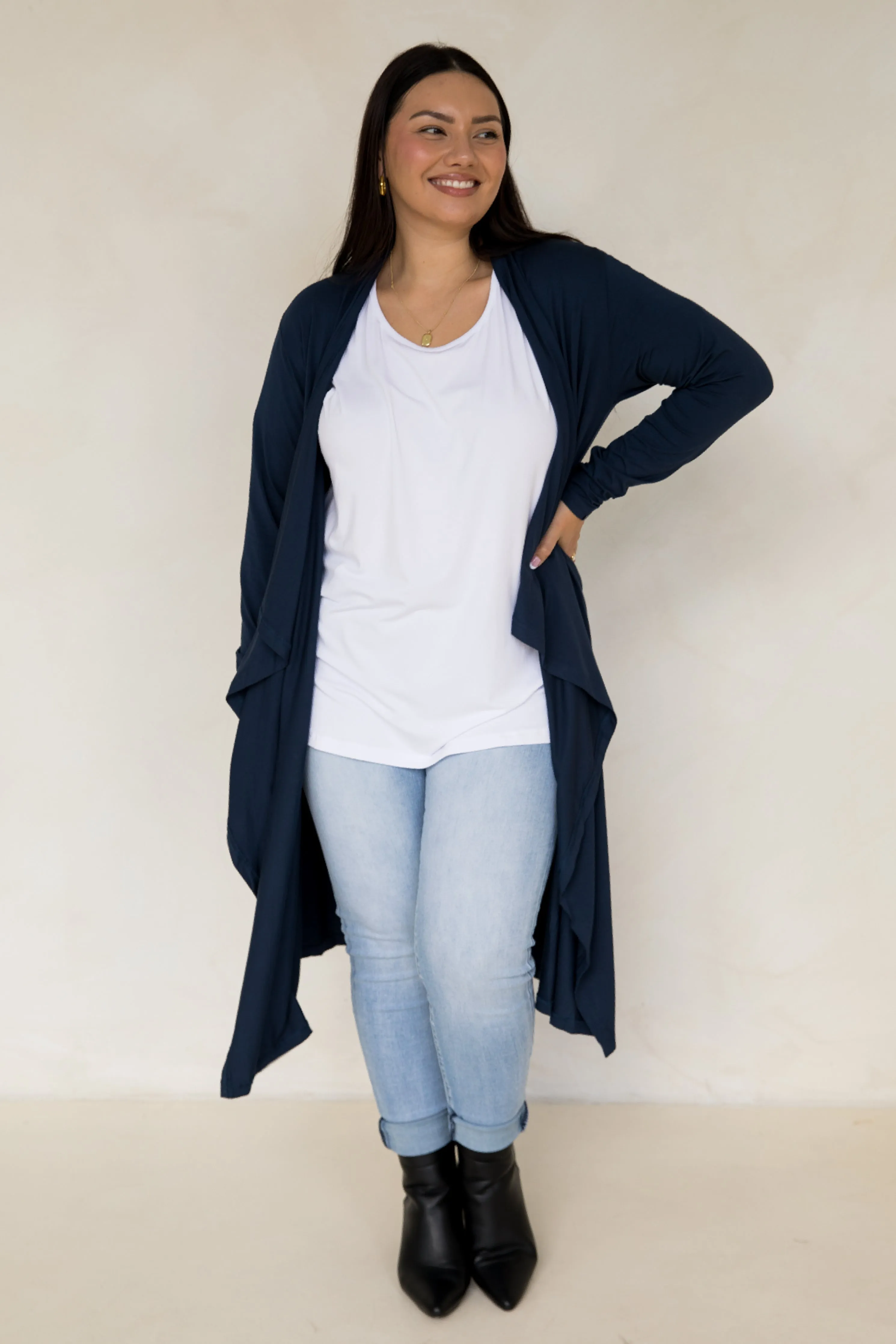 Flyaway Bamboo Cardigan in Navy