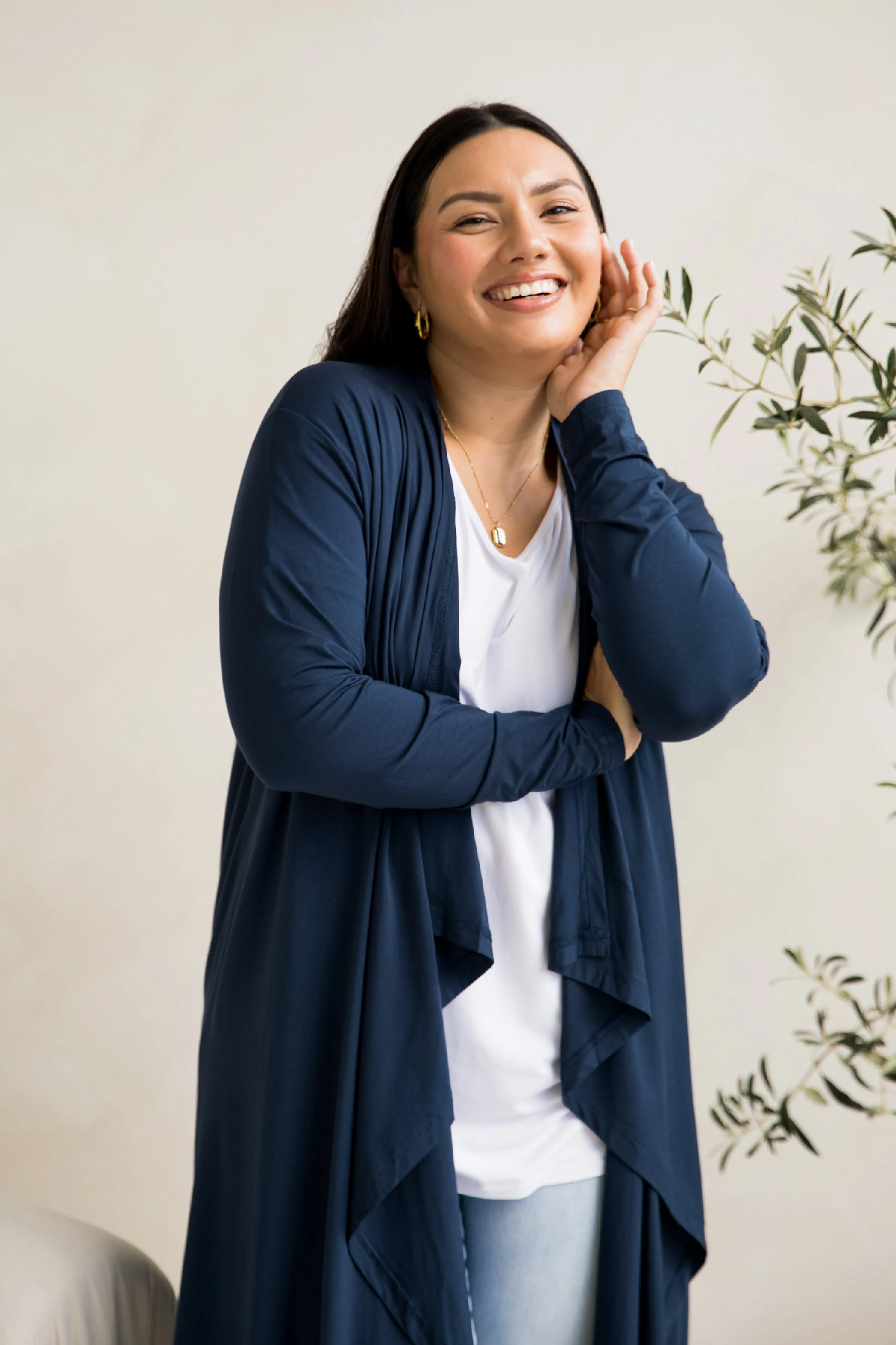 Flyaway Bamboo Cardigan in Navy