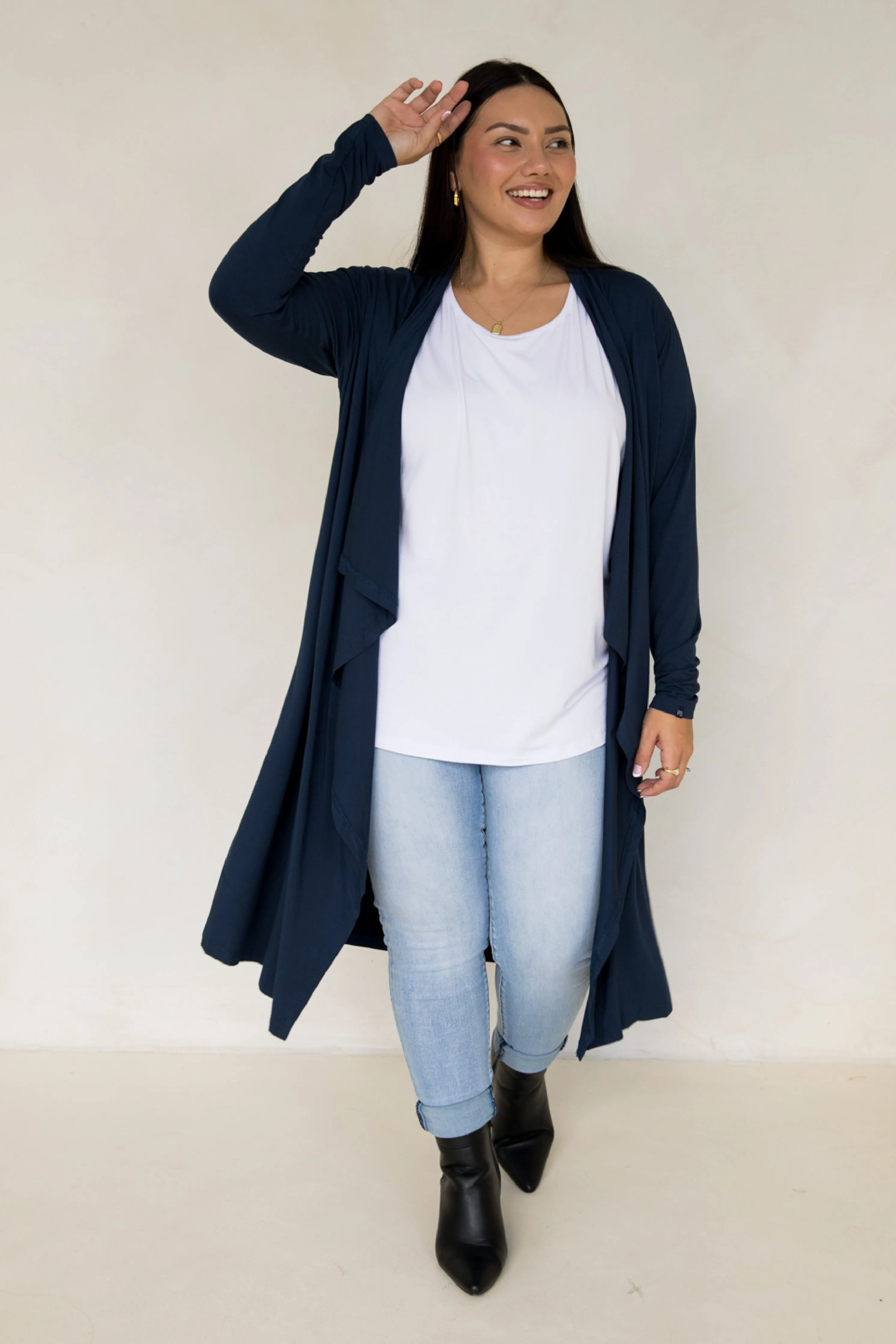 Flyaway Bamboo Cardigan in Navy