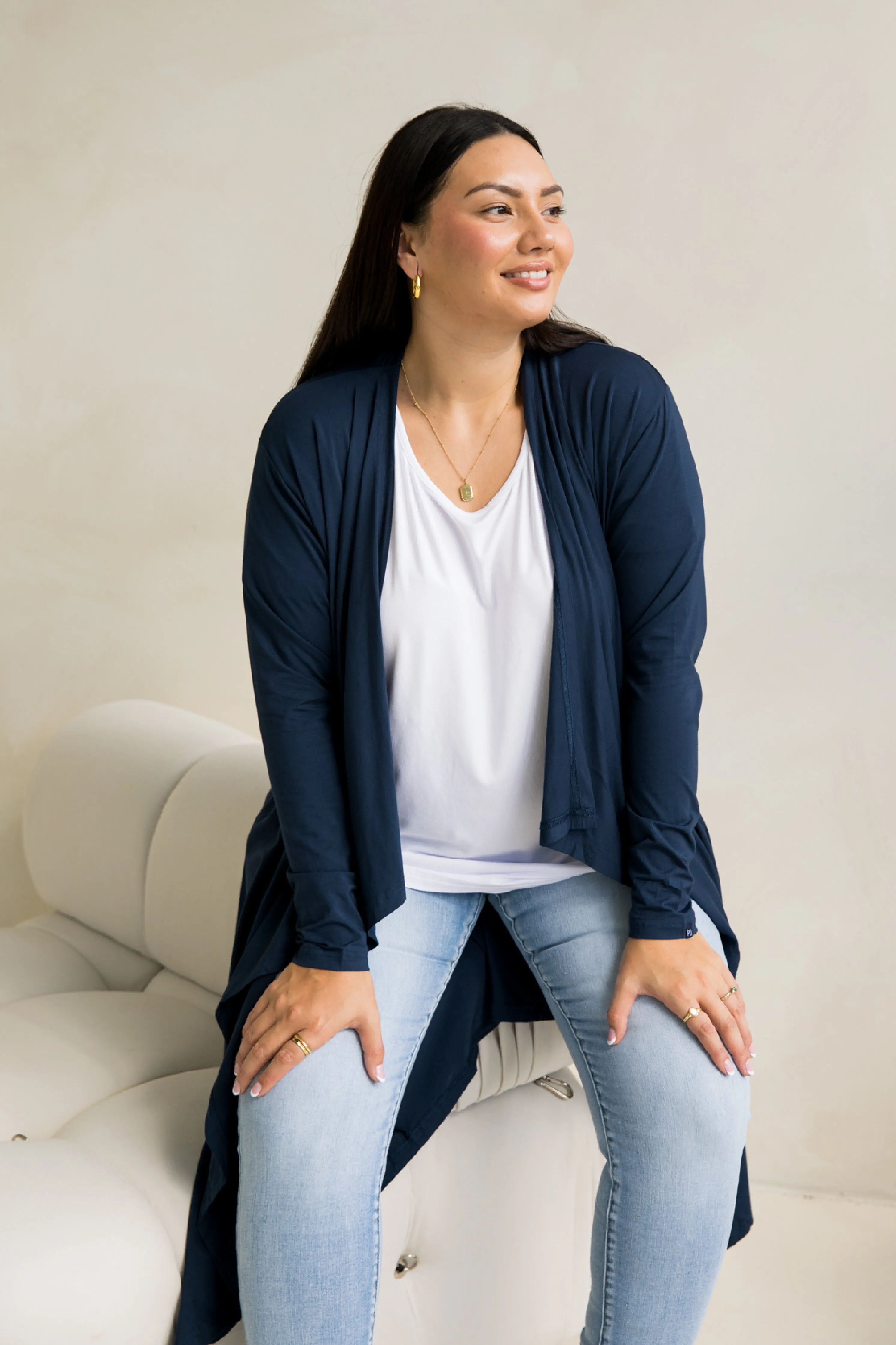 Flyaway Bamboo Cardigan in Navy