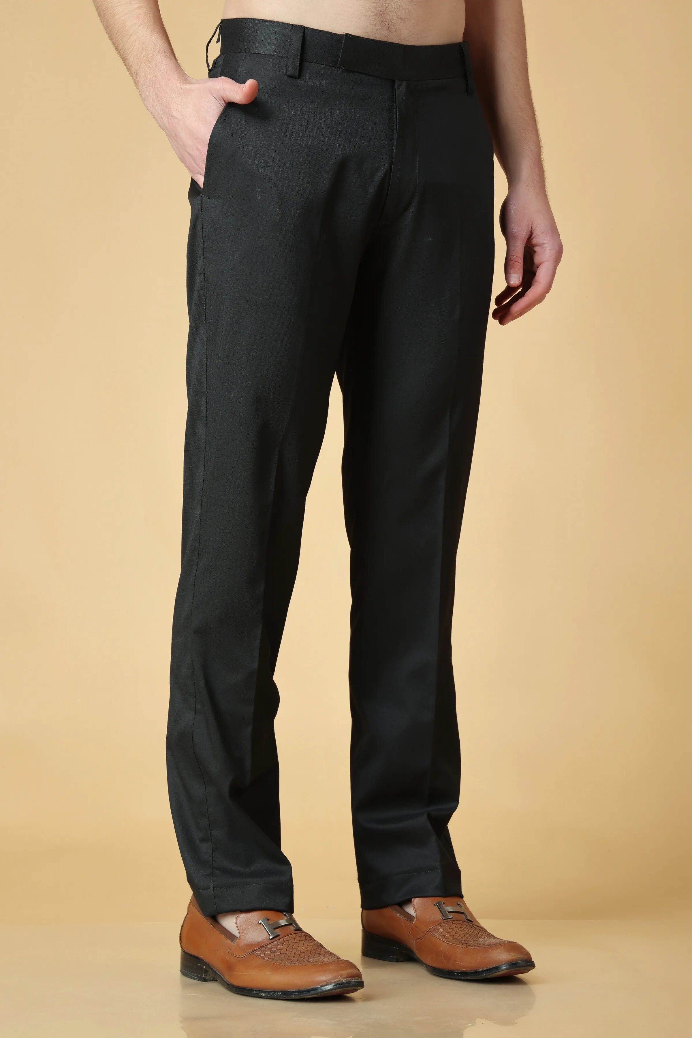 Forest Black Formal Stretch Trousers