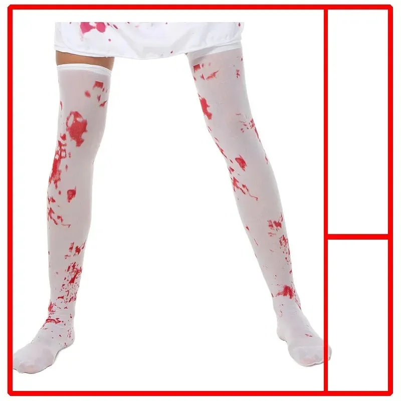 Halloween Demon Rose Nurse Bloody Mary White Cosplay Zombie Outfit