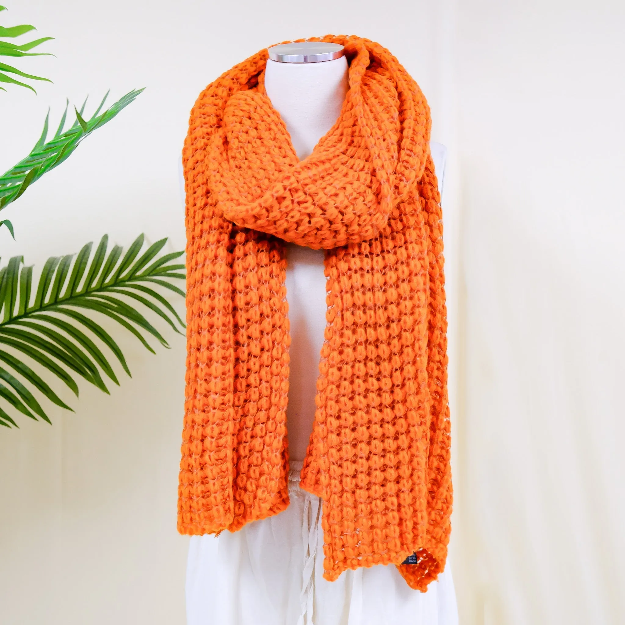 Hand Knitted Wool Blend Long Scarfs (Pack of 10)