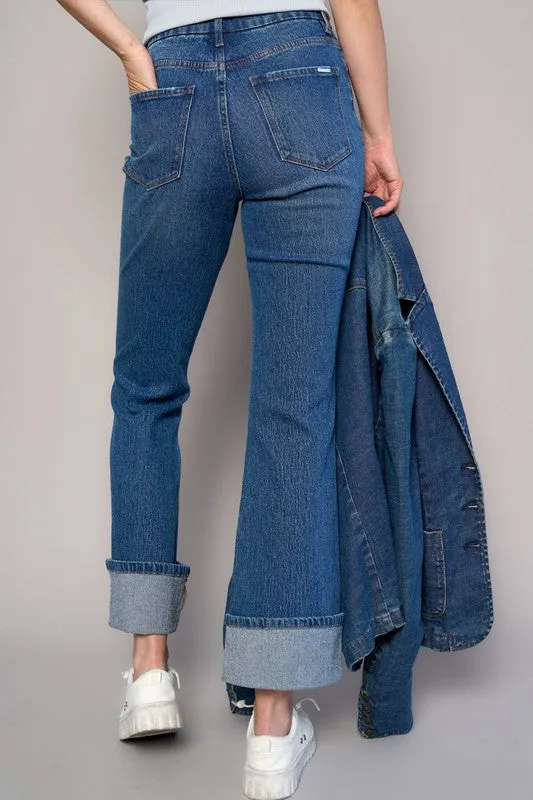 HIGH-RISE CUFFED CROP BOOT JEANS