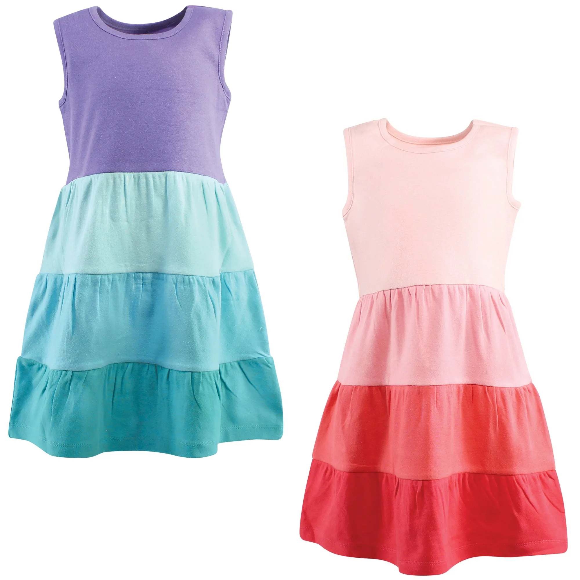 Hudson Baby Cotton Dresses, Ombre Coral Teal