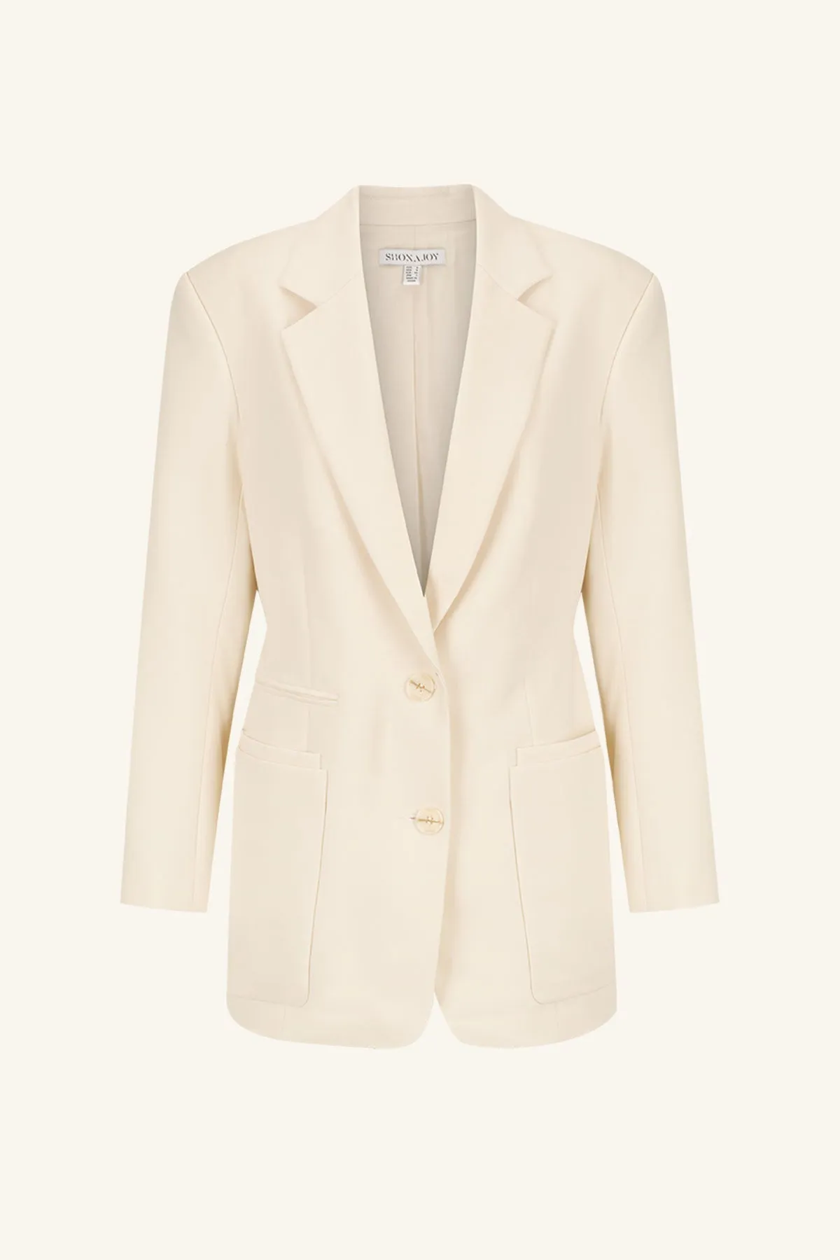 IRENA DOUBLE POCKET BLAZER WITH BELT - RICE