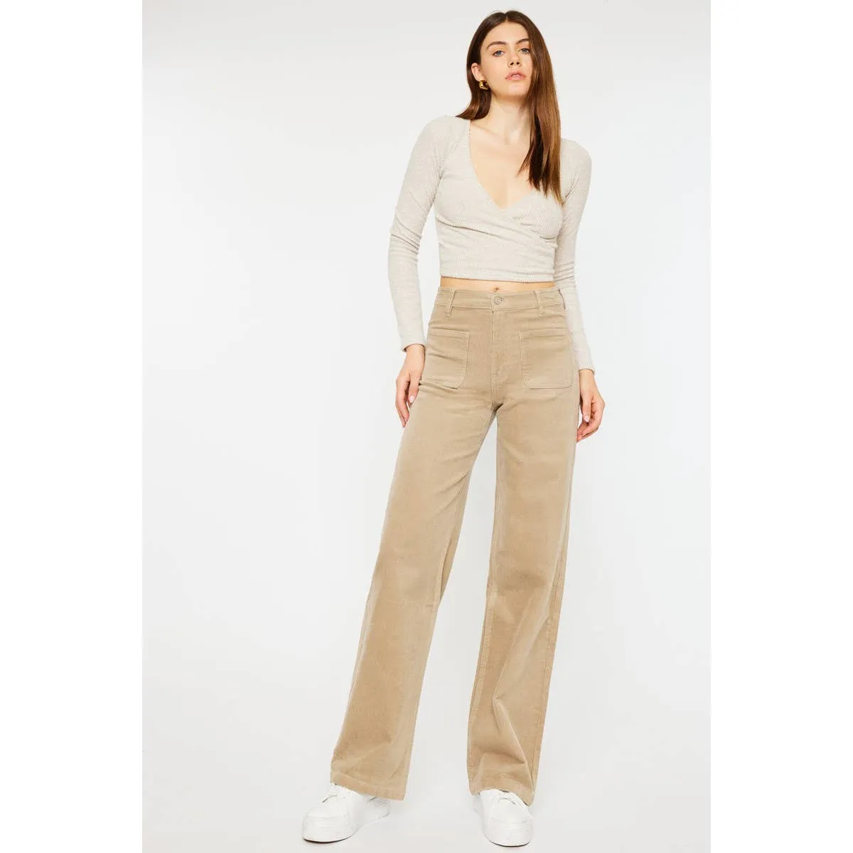 Kan Kan Ultra High Rise - Khaki Corduroy Pants