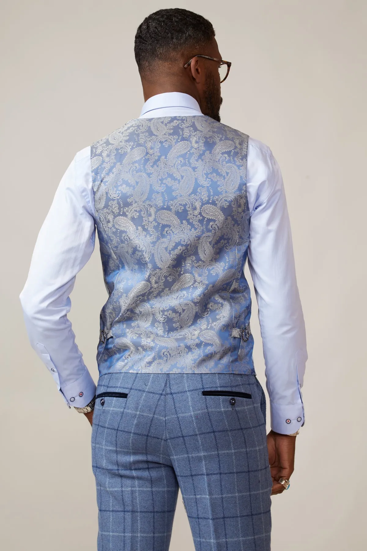 KELVIN - Sky Blue Double Breasted Waistcoat