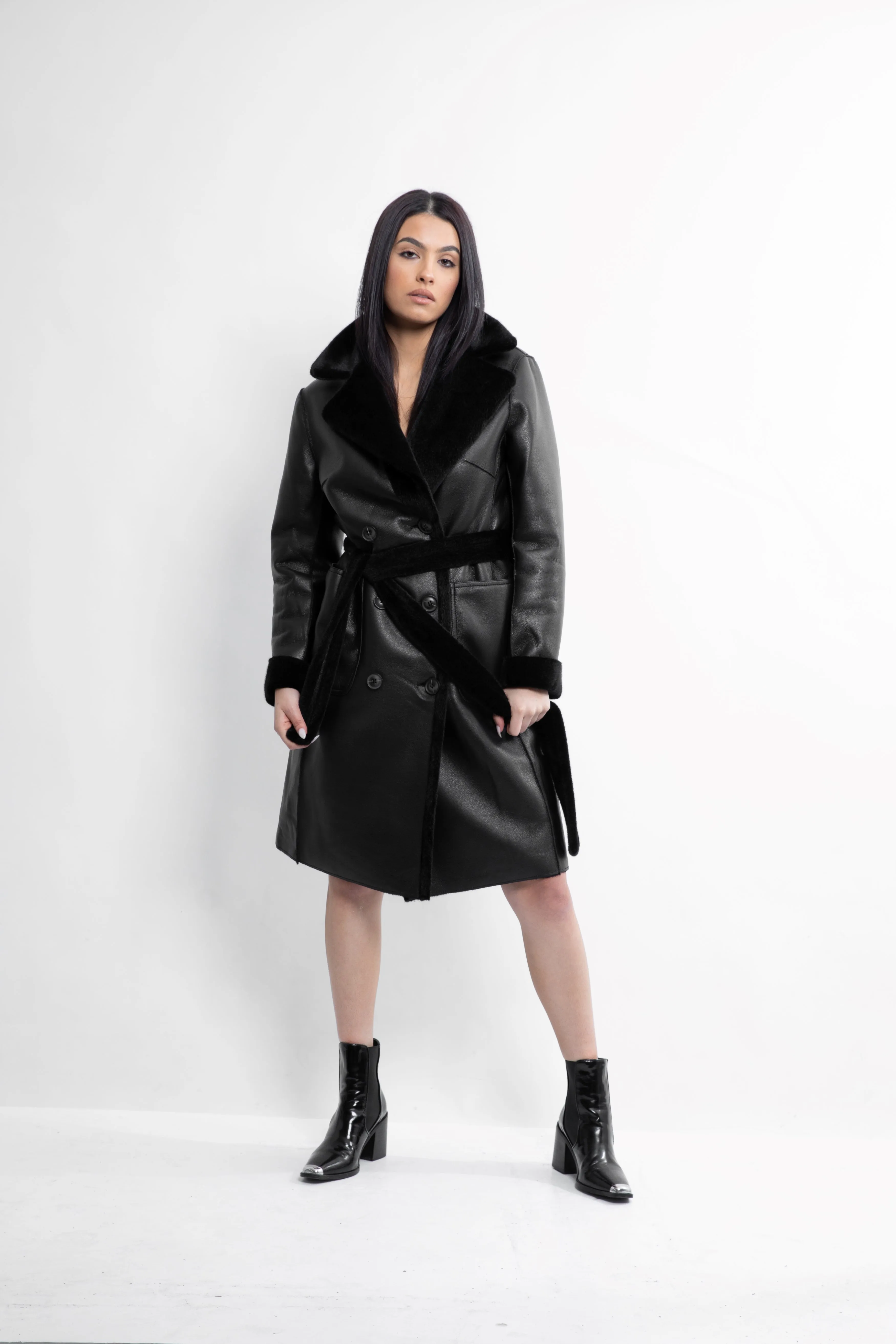 Elegant Kennedy Black Trench Coat