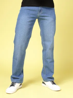 Lightly Faded Straight Fit Denim Jeans