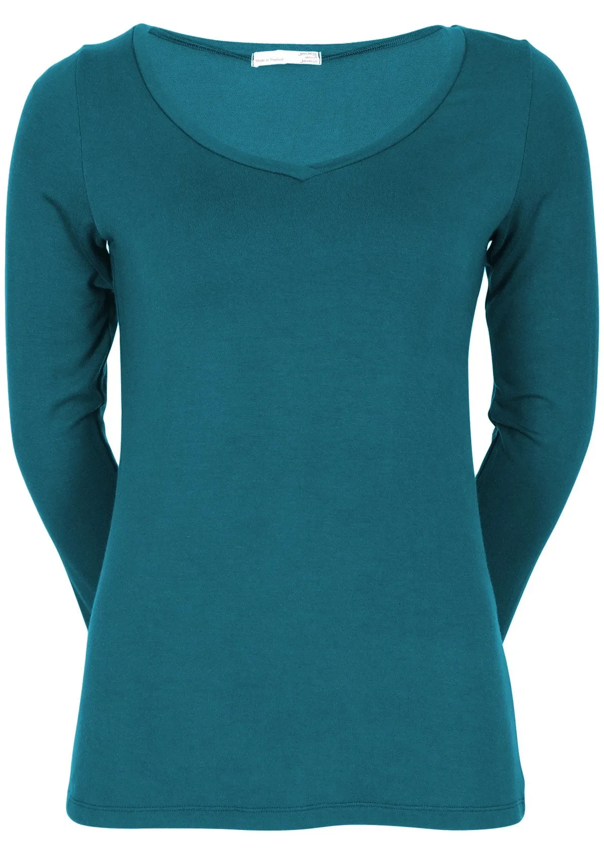 Long Sleeve Stretch V-neck Top Teal