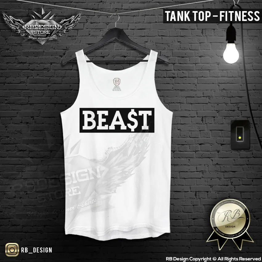 Men's BEAST Slogan T-shirt Black Print  RB Design Tank Top MD126