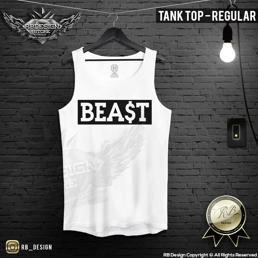 Men's BEAST Slogan T-shirt Black Print  RB Design Tank Top MD126