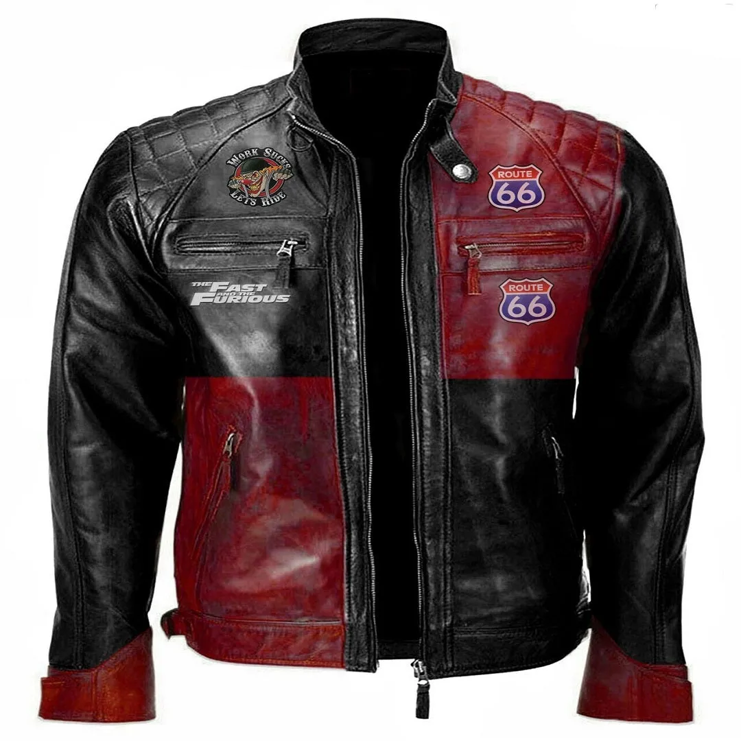 Mens Leather Jacket Biker Vintage Motorcycle Racer Distressed Genuine Leather