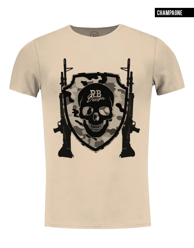 Men's T-shirt "RB Design Warrior"  Luxury Camouflage Army Skull Tee / Color Option / MD638