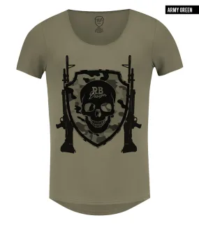 Men's T-shirt "RB Design Warrior"  Luxury Camouflage Army Skull Tee / Color Option / MD638