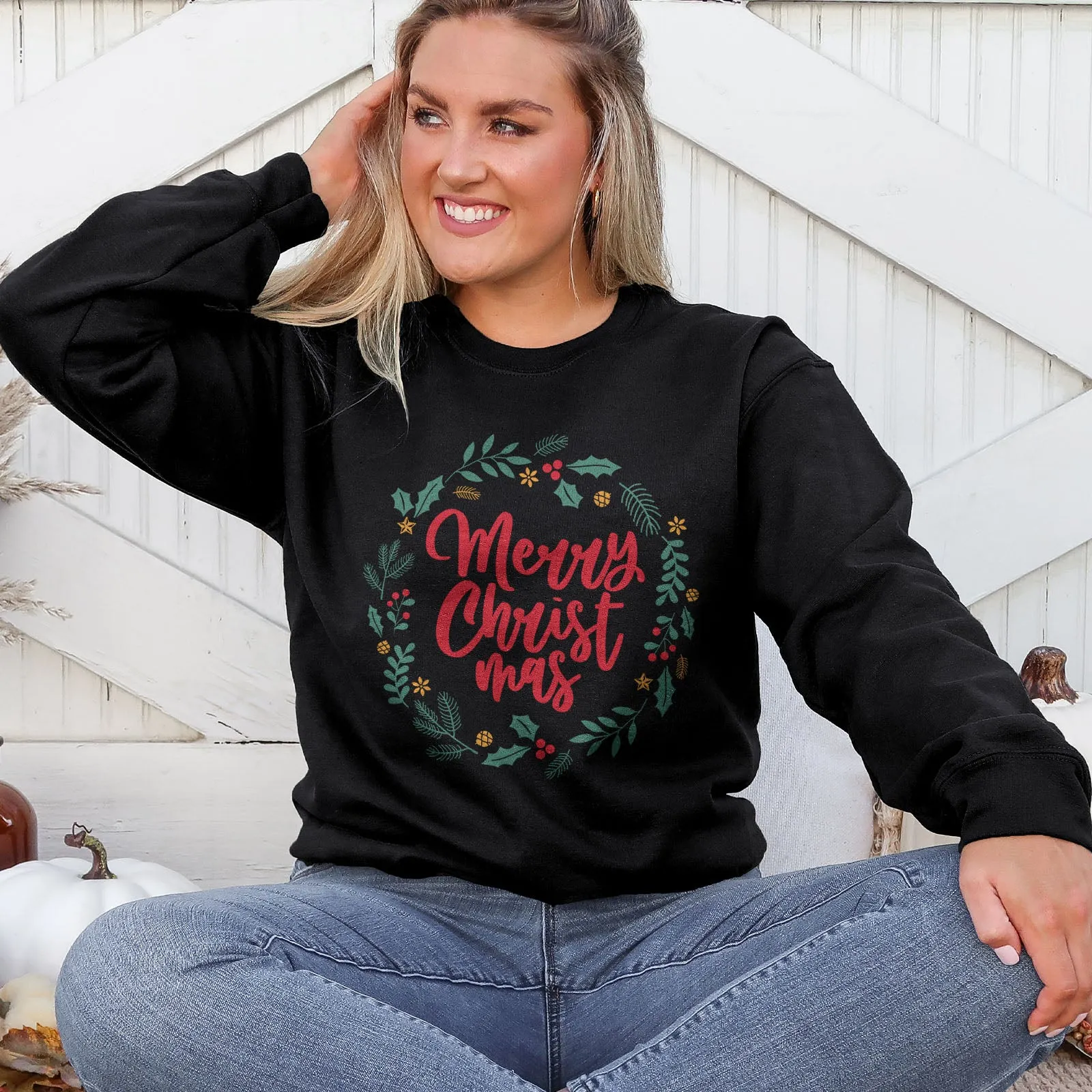 Merry Christ Mas Wreath Sweatshirt