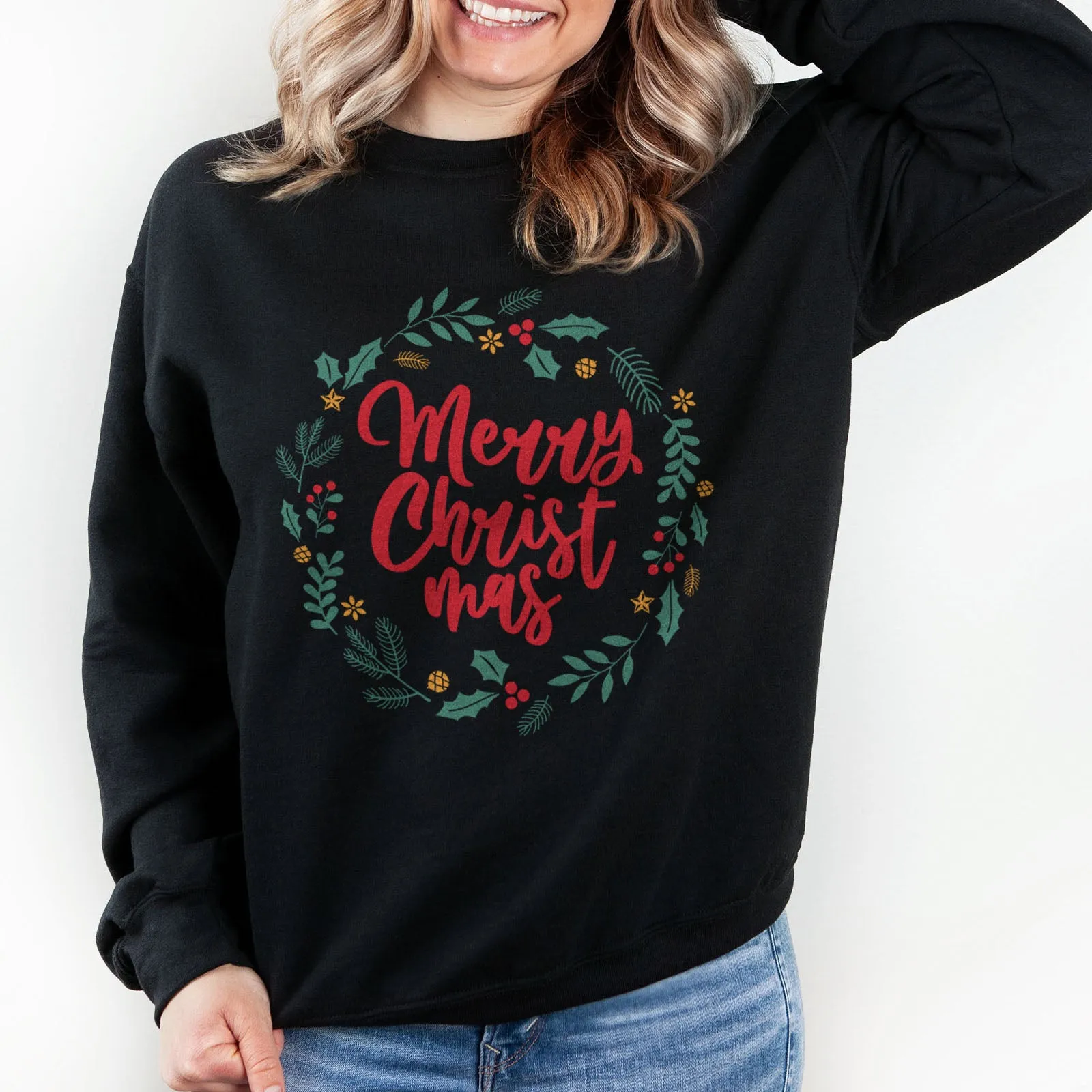 Merry Christ Mas Wreath Sweatshirt