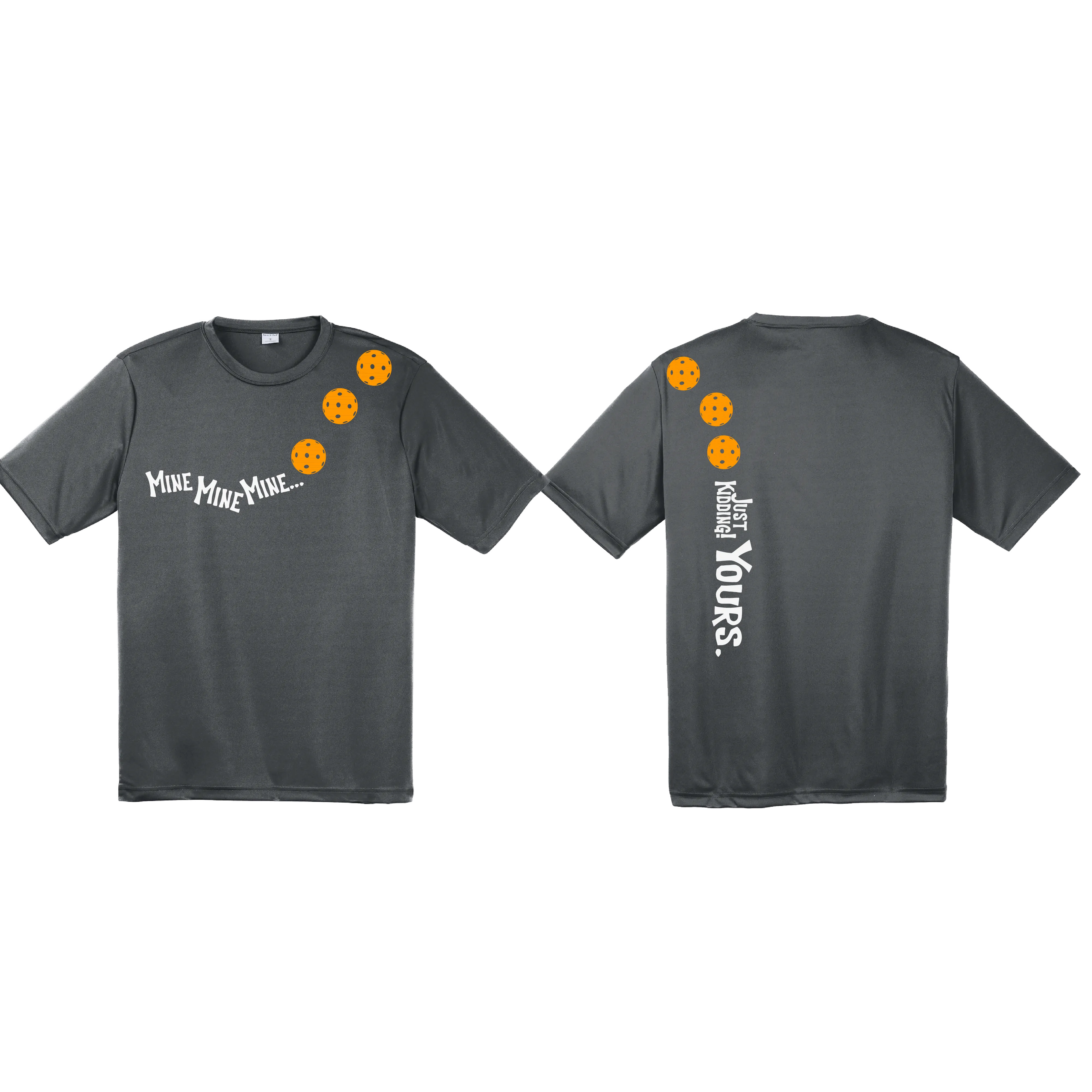 Mine JK Yours (Pickleball Colors Orange Yellow or Red) | Men's Short Sleeve Athletic Shirt | 100% Polyester