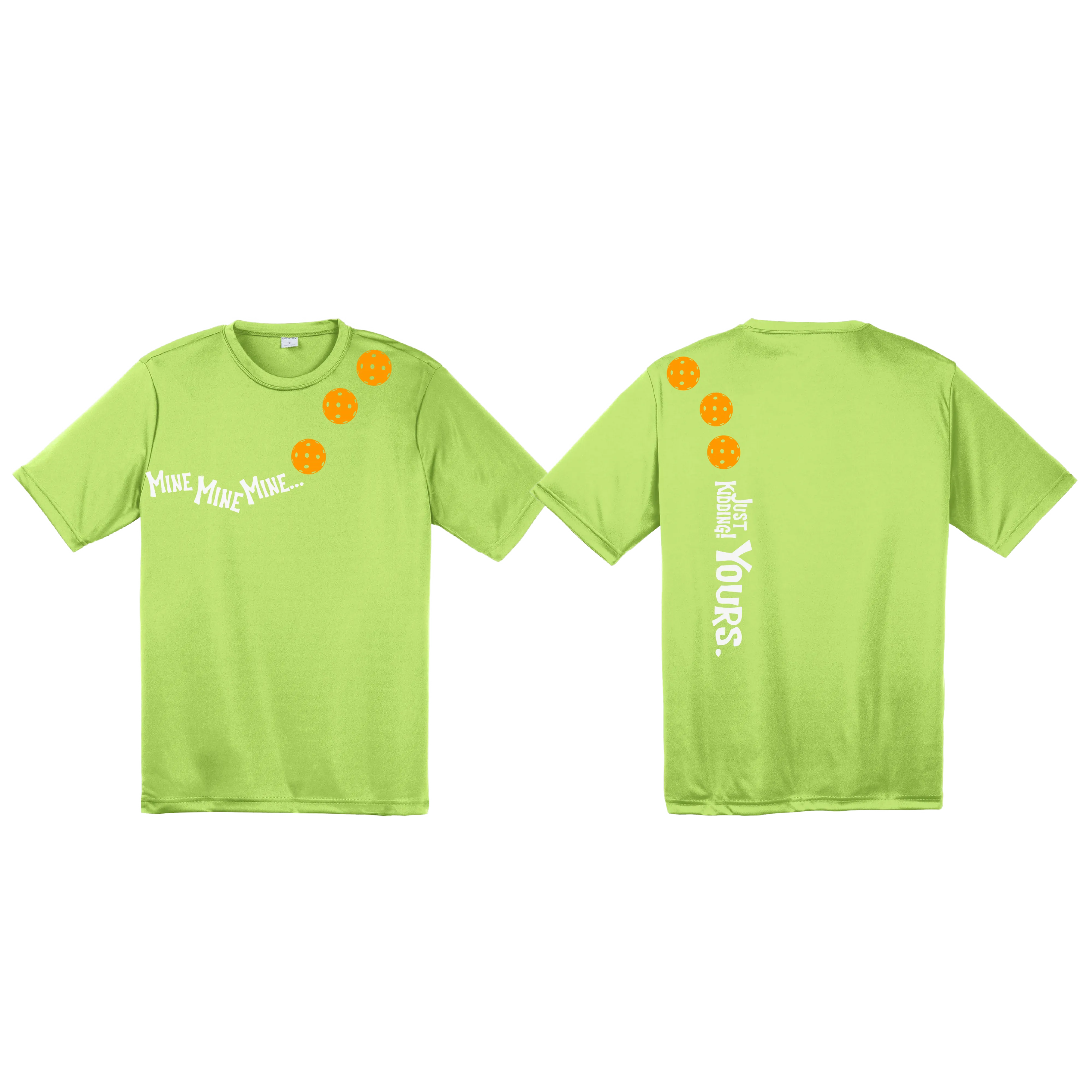 Mine JK Yours (Pickleball Colors Orange Yellow or Red) | Men's Short Sleeve Athletic Shirt | 100% Polyester