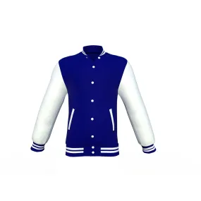 Navy Varsity Letterman Jacket with White Sleeves