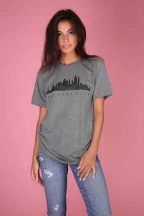 New York City Skyline Gray Graphic Unisex Tee