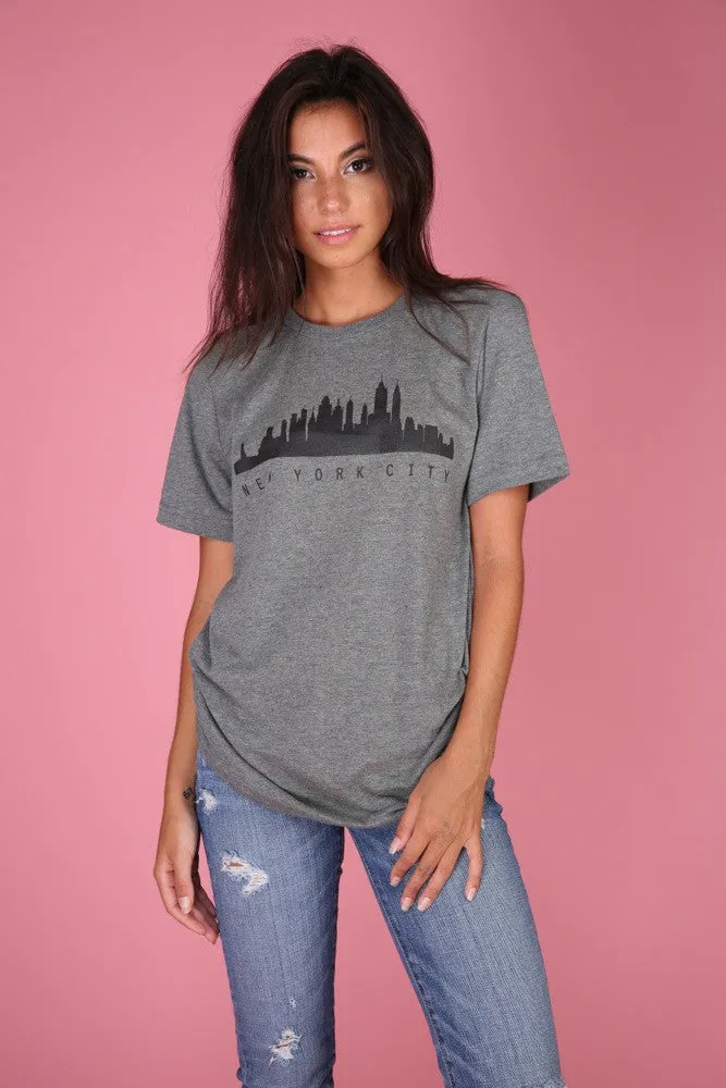 New York City Skyline Gray Graphic Unisex Tee