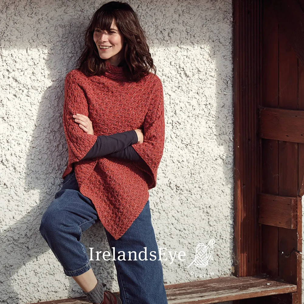 Elegant Textured Irish Wool Poncho for Women - Cozy & Stylish Outerwear