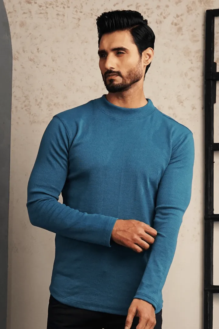 Peacock Blue Mockneck Sweatshirt