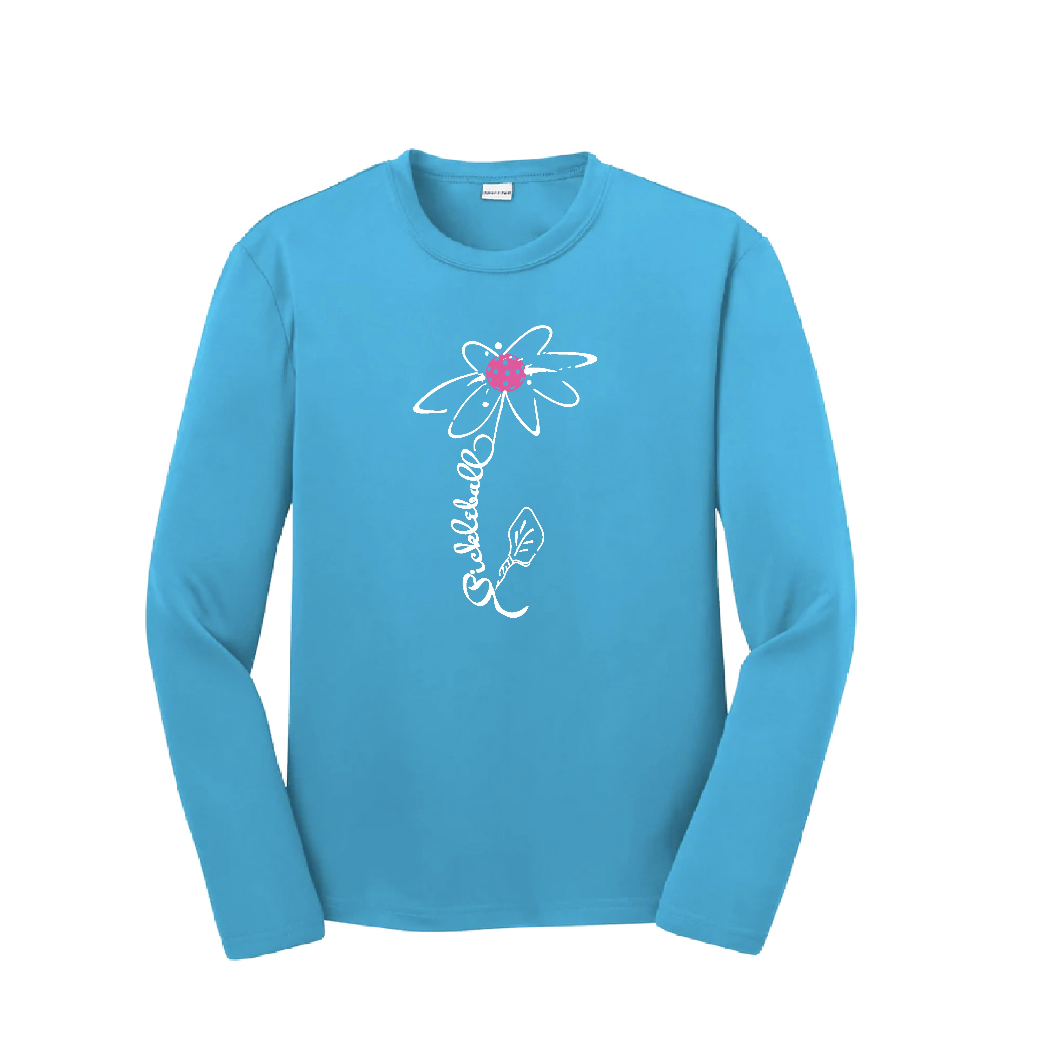 Pickleball Flower (Orange, Pink or Purple)| Youth Long Sleeve Athletic Shirt | 100% Polyester