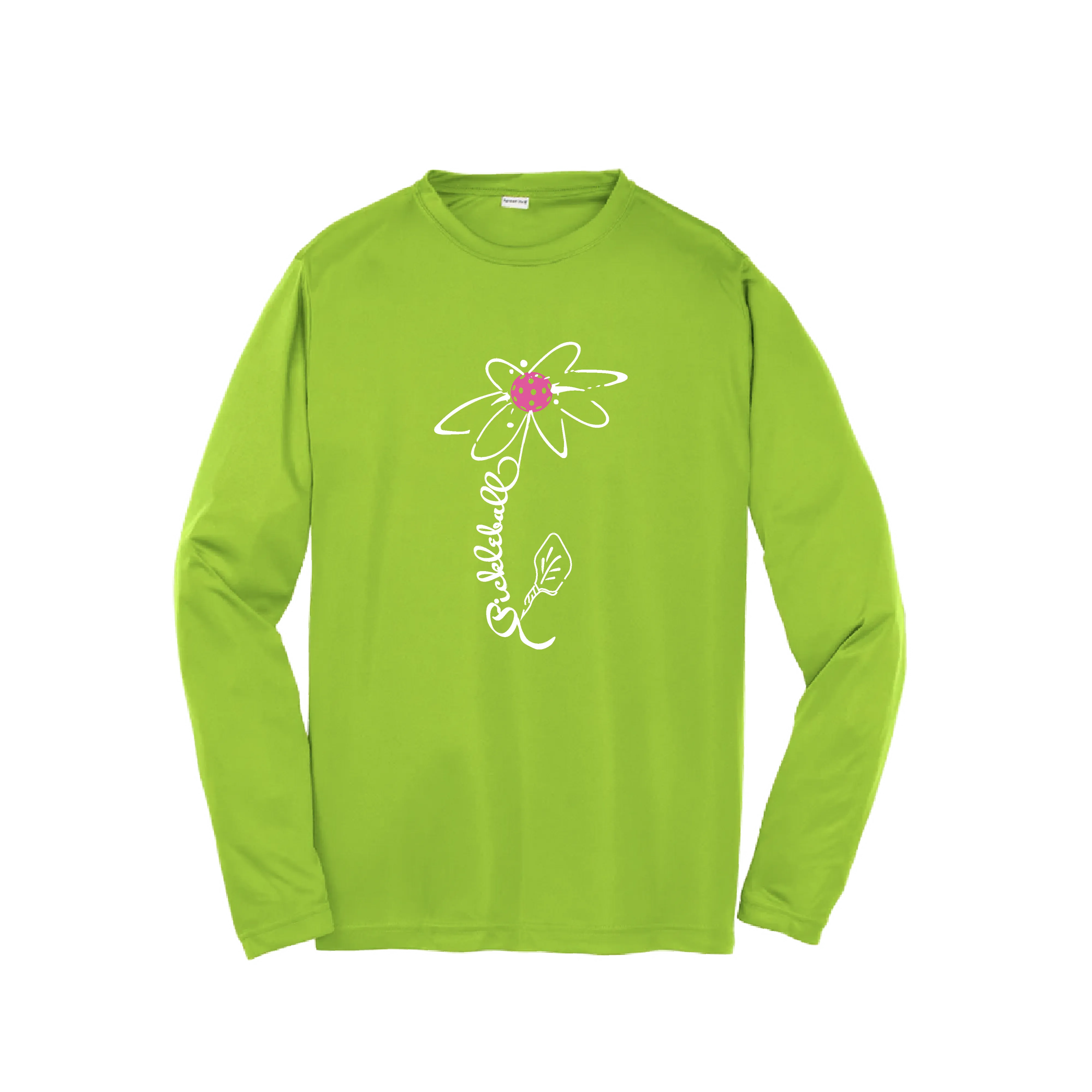 Pickleball Flower (Orange, Pink or Purple)| Youth Long Sleeve Athletic Shirt | 100% Polyester