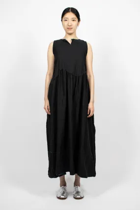 Chic Black Pinafore Dress with Raw Edge Cut Detail