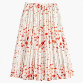 Pleated midi skirt in flamingo print